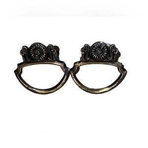 Set of 2 Ajax 957 Satin Antique Brass Cab Door Drawer Pull Handles 1" On Center